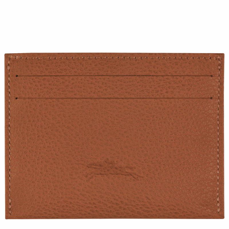 Women Longchamp Le Foulonné Card Holder Caramel - Leather Caramel Cardholders & Coin Purses - Image 2