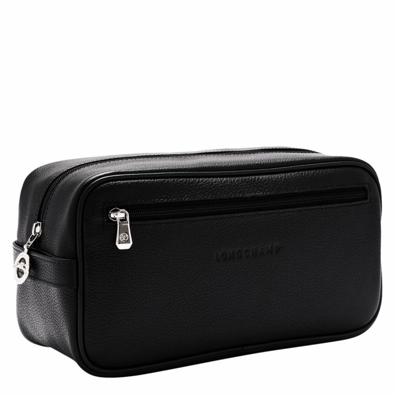 Women Longchamp Le Foulonné Toiletry Case Black - Leather Toiletry Bags Black - Image 2