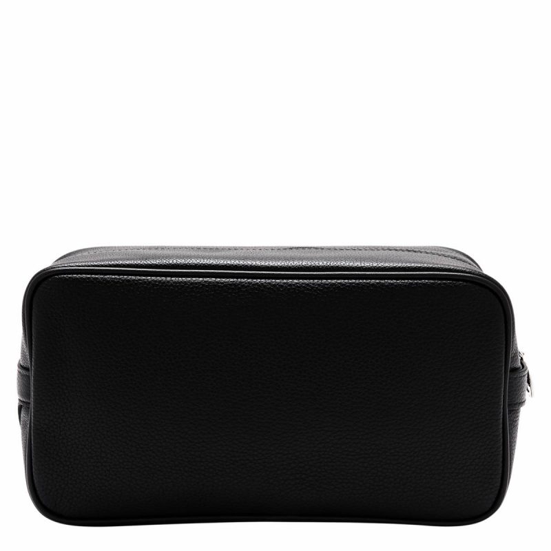 Women Longchamp Le Foulonné Toiletry Case Black - Leather Toiletry Bags Black - Image 3