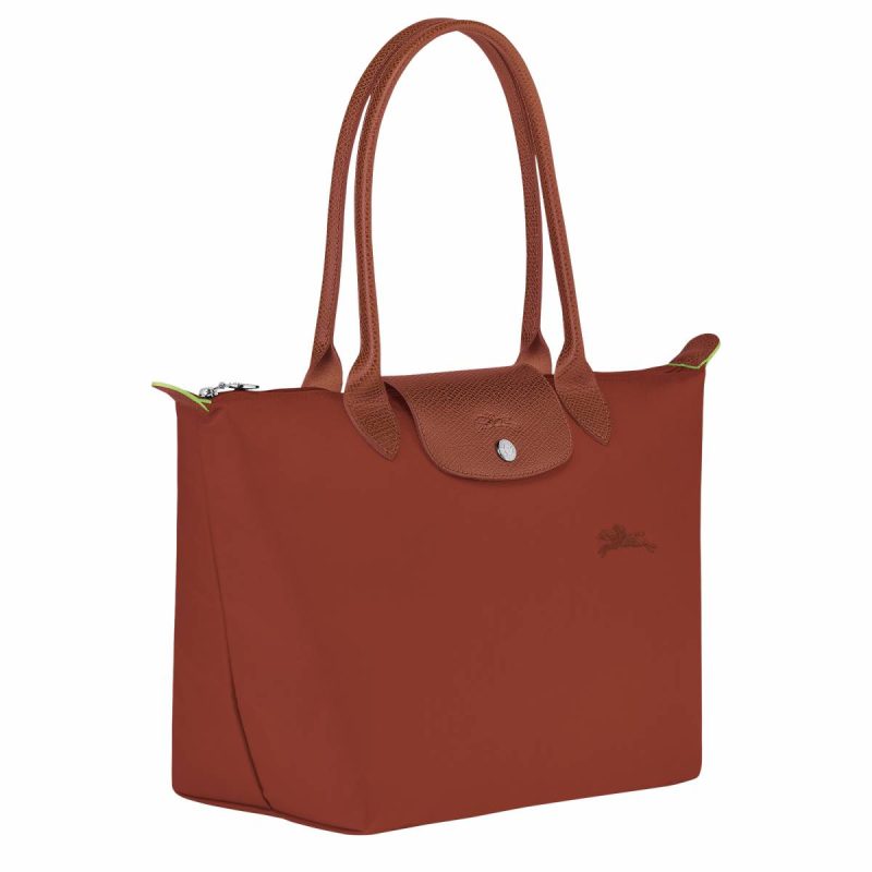 Women Longchamp Le Pliage Green M Tote Bag Chestnut - Recycled Canvas Shoulder Bags Chestnut - Image 2