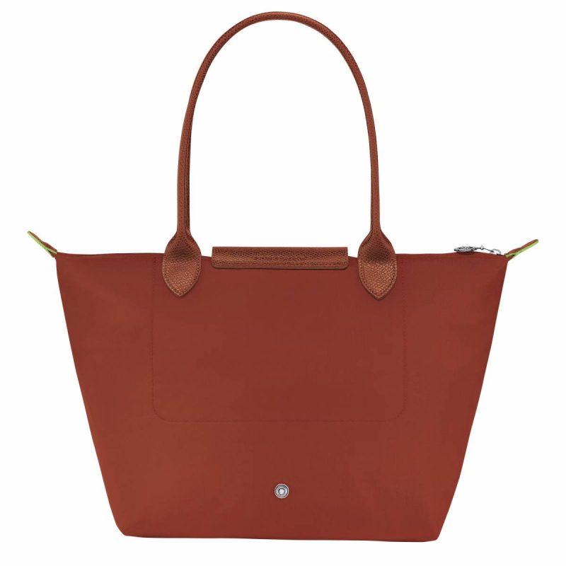 Women Longchamp Le Pliage Green M Tote Bag Chestnut - Recycled Canvas Shoulder Bags Chestnut - Image 3