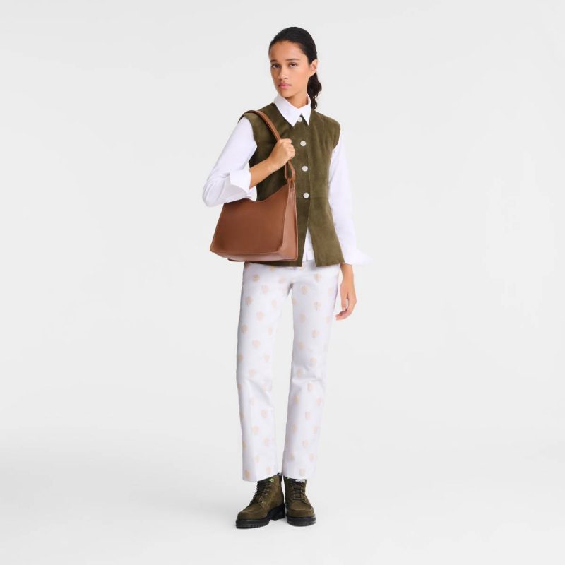 Women Longchamp Leather Bags Caramel Le Foulonné M Hobo Bag Caramel - Leather - Image 2