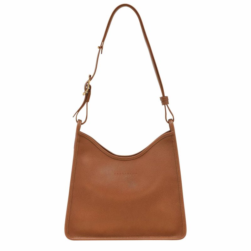 Women Longchamp Leather Bags Caramel Le Foulonné M Hobo Bag Caramel - Leather