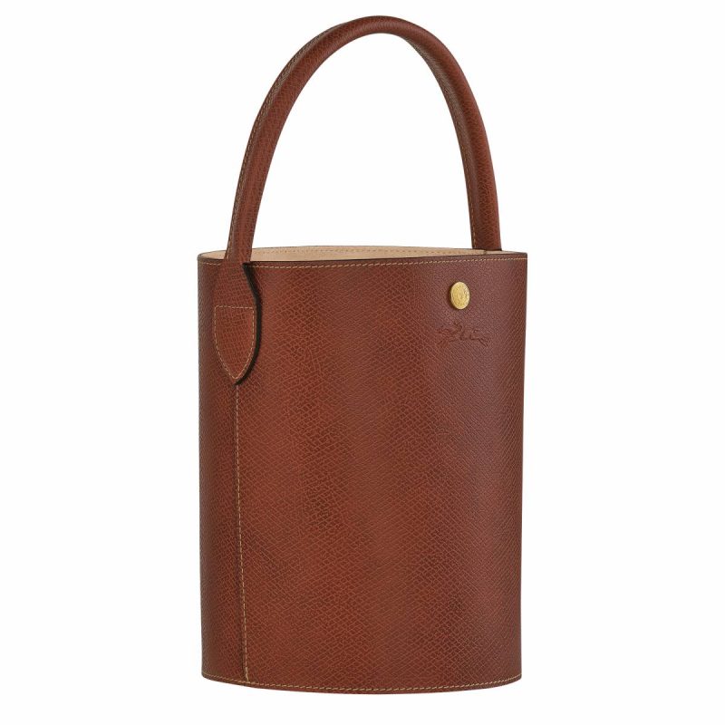 Women Longchamp Leather Bags Épure S Bucket Bag Brown - Leather Brown - Image 3
