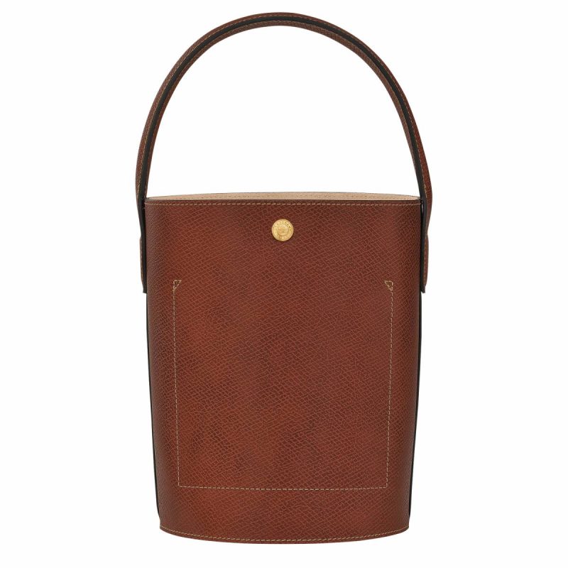 Women Longchamp Leather Bags Épure S Bucket Bag Brown - Leather Brown - Image 4