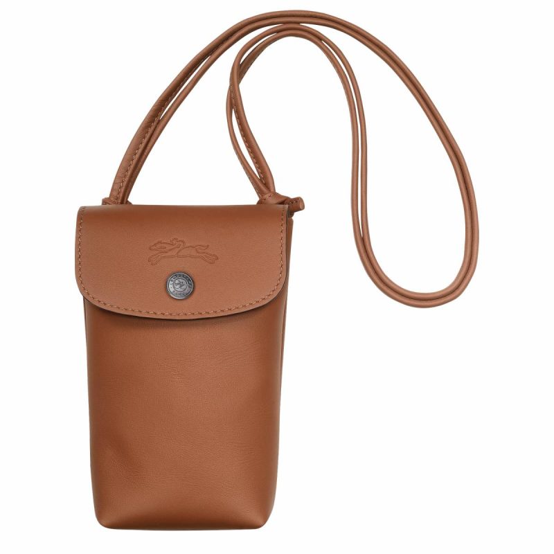Women Longchamp Phone Cases Le Pliage Xtra Phone Case With Leather Lace Cognac - Leather Cognac