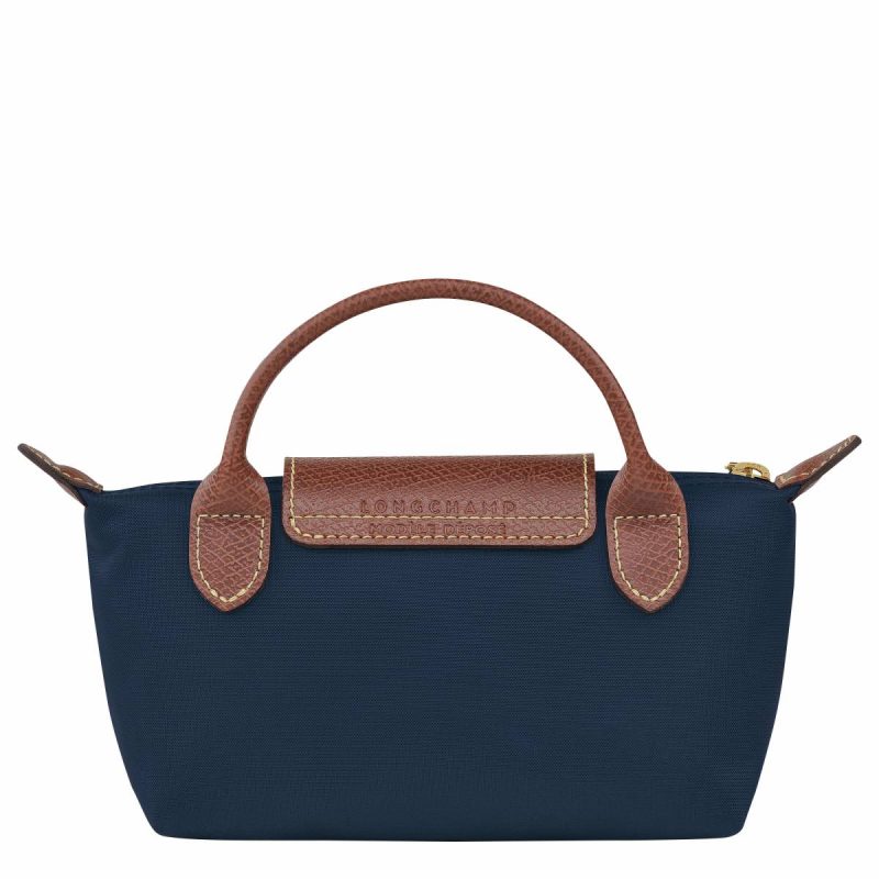 Women Navy Longchamp Le Pliage Original Pouch With Handle Navy - Recycled Canvas Pouches & Cases - Image 3