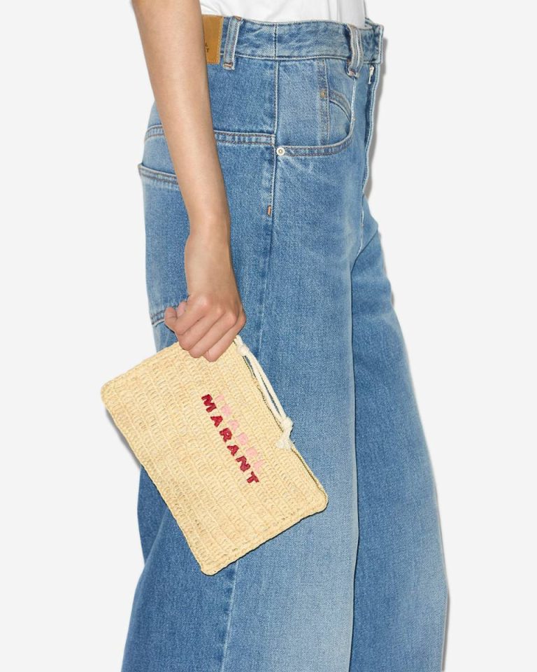 Women Praia Clutch Clutches & Small Leather Goods Natural/Pink Isabel Marant - Image 3