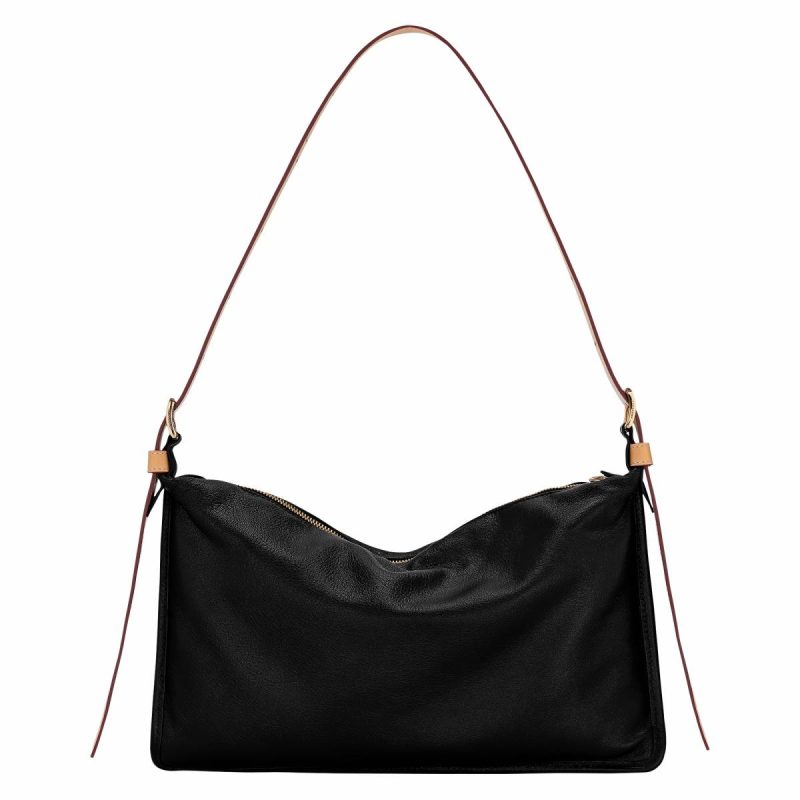 Women Smoothie M Crossbody Bag Black - Leather Longchamp Black Leather Bags - Image 4
