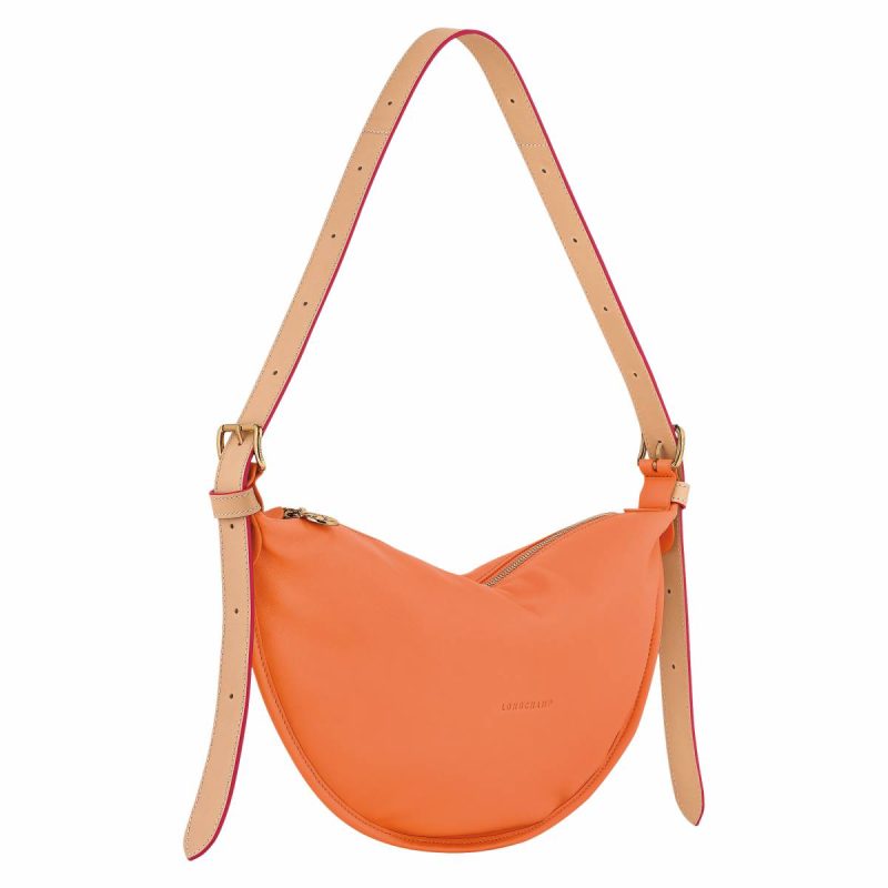 Women Smoothie M Crossbody Bag Orange - Leather Longchamp Leather Bags Orange - Image 3