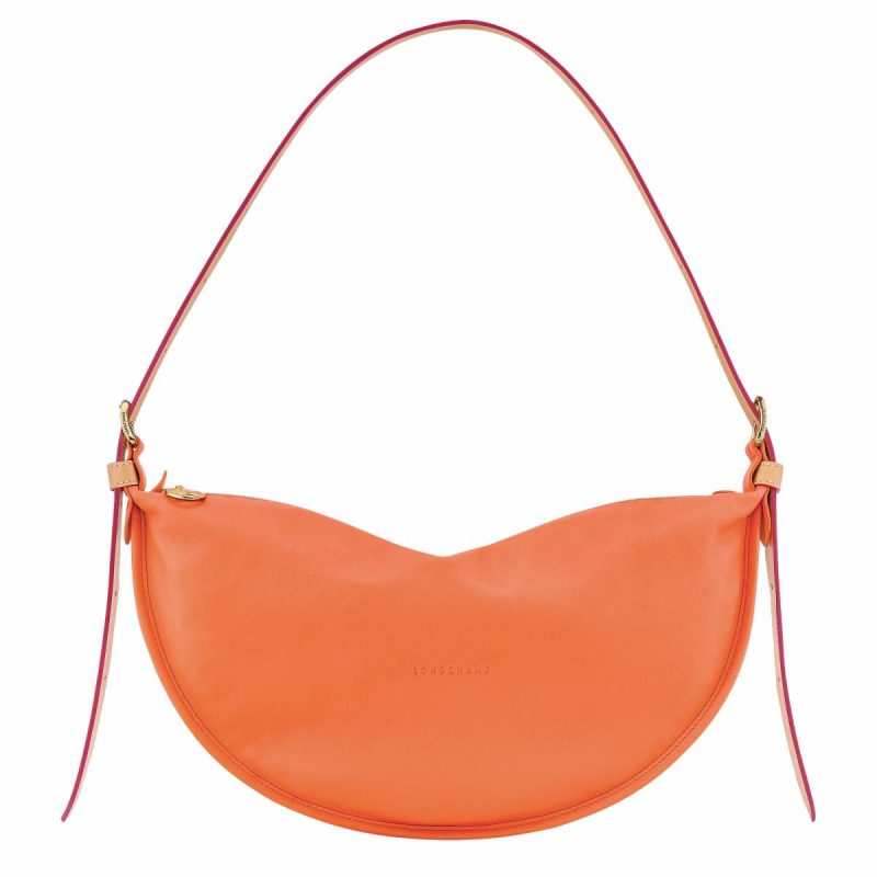 Women Smoothie M Crossbody Bag Orange - Leather Longchamp Leather Bags Orange