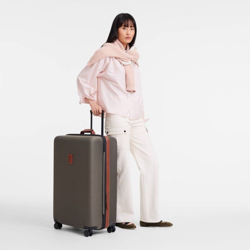 Women Suitcases Brown Boxford Xl Suitcase Brown - Recycled Canvas Longchamp