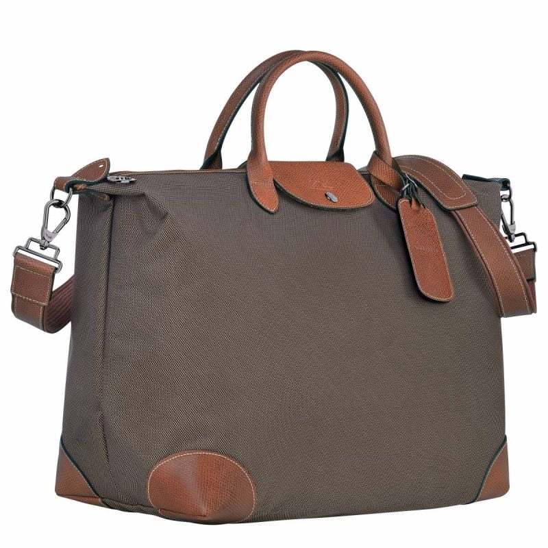 Women Travel Bags Boxford L Travel Bag Brown - Recycled Canvas Longchamp Brown - Image 2