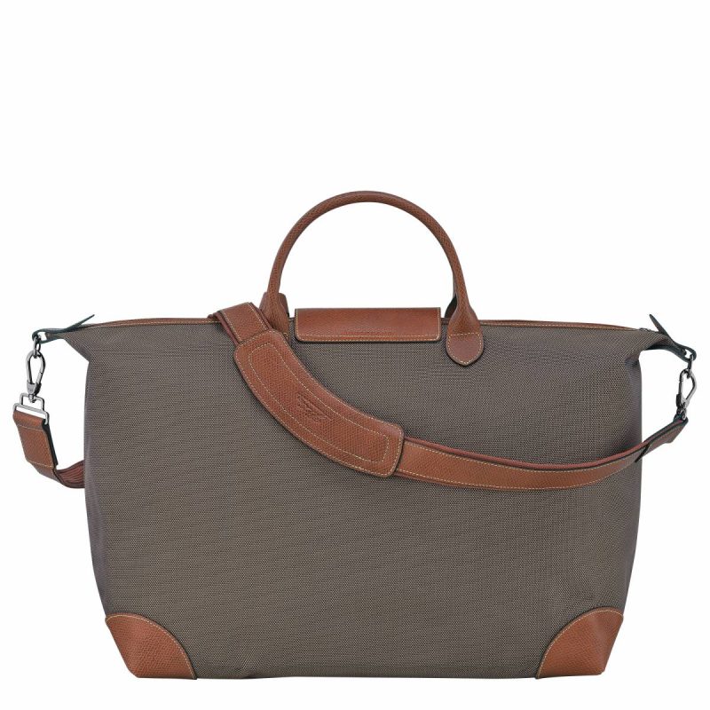 Women Travel Bags Boxford L Travel Bag Brown - Recycled Canvas Longchamp Brown - Image 3