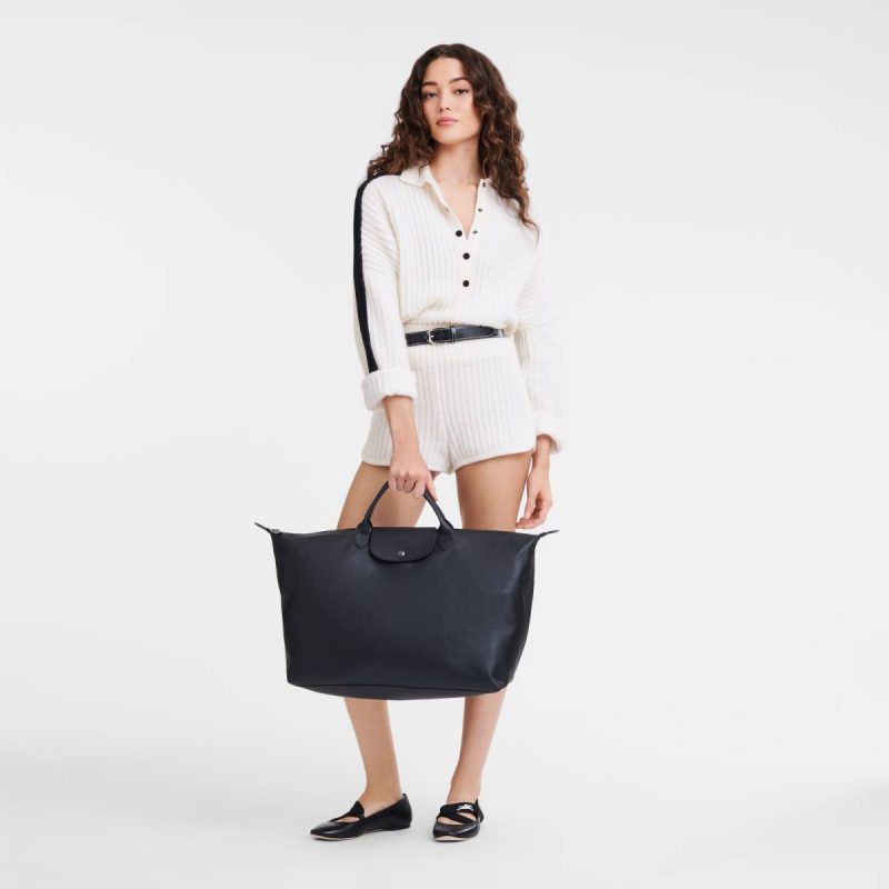 Women Travel Bags Longchamp Black Le Pliage Xtra L Travel Bag Black - Leather - Image 2