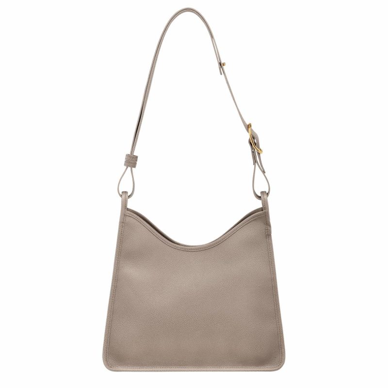 Women Turtledove Le Foulonné M Hobo Bag Turtledove - Leather Leather Bags Longchamp - Image 4