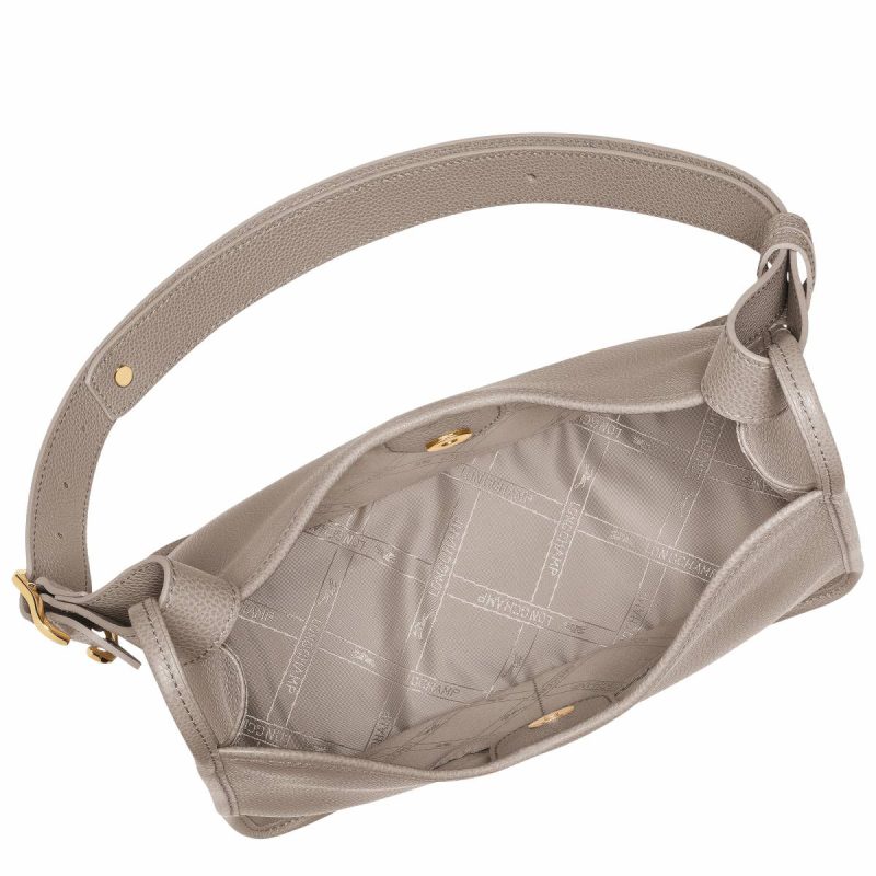 Women Turtledove Le Foulonné M Hobo Bag Turtledove - Leather Leather Bags Longchamp - Image 5