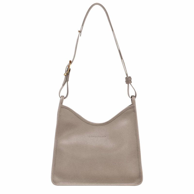 Women Turtledove Le Foulonné M Hobo Bag Turtledove - Leather Leather Bags Longchamp