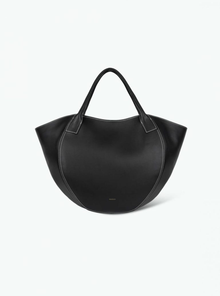 Women Wandler Mia Shopper - Black / White Stitch Black / White Stitch Tote Bags