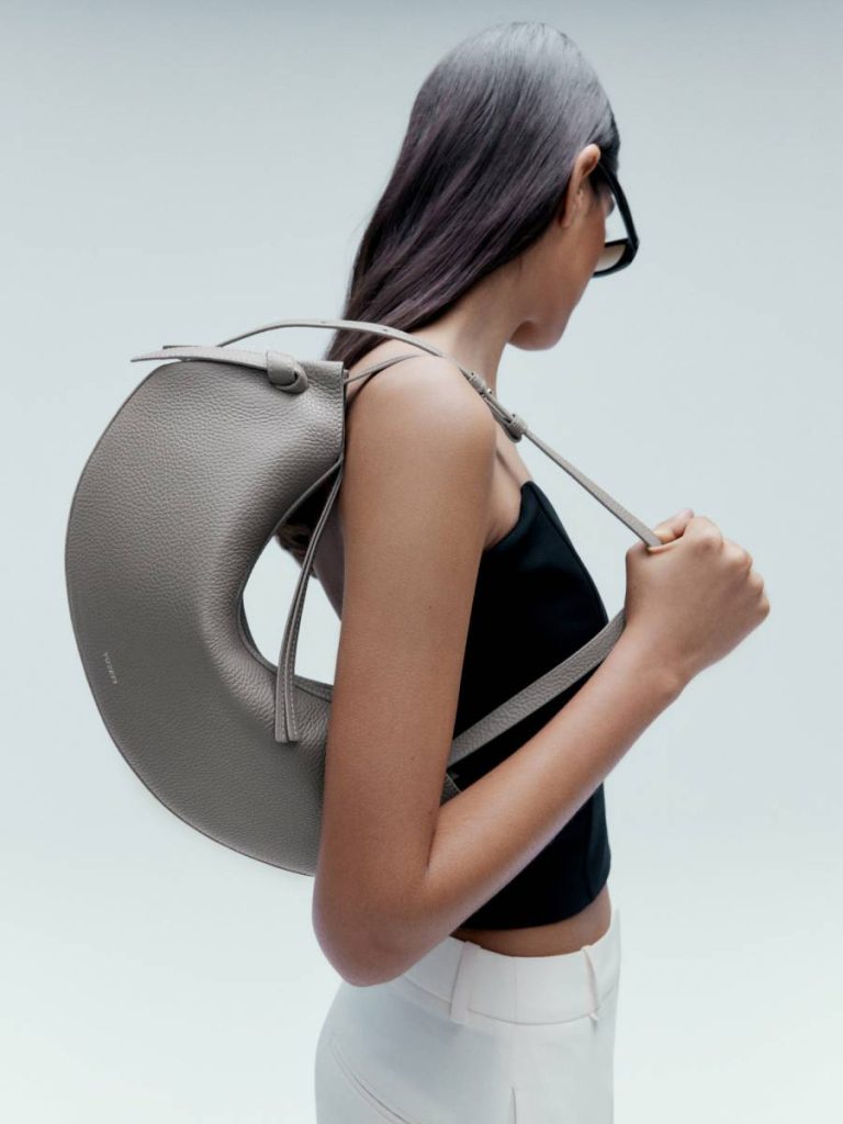 Yuzefi Large Fortune Cookie - Zinc Pebble Grained Leather Zinc Women Shoulder Bags - Image 5